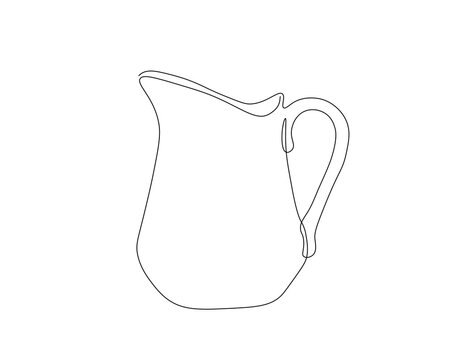 recommend clip art: Continuous one line drawing of water pitcher. One line drawing illustration of pitcher drink. Mineral, drink jug concept single line. Editable outline