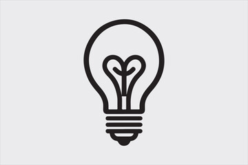 A black line art of a light bulb with a simple design.