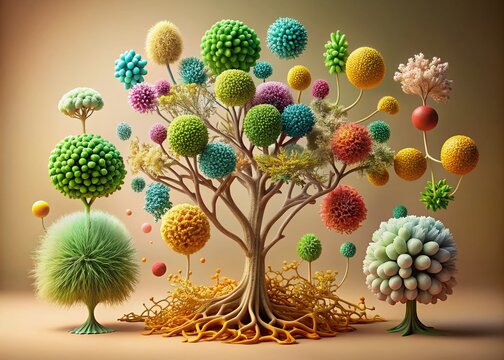 Thallus Plant Anatomy 3D Illustration - Minimalist Botanical Art for Scientific Visualization
