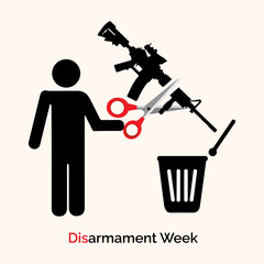 Disarmament Week, Disarmament Week October. Cutting the gun and throwing in dustbin.