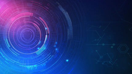 Obraz premium Moderner futuristischer Hintergrund in leuchtendem Blau. Digitales Tech-Design mit abstrakten Linien, Matrix-Elementen und Netzwerkstrukturen. Hochtechnologie-Konzept für Cybersecurity