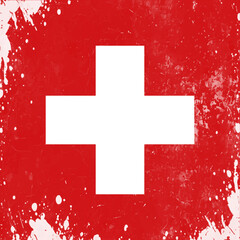 Obraz premium Grunge Swiss flag vector illustration. The national flag of Switzerland.