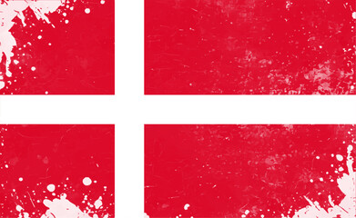 Grunge Danish flag vector illustration. The national flag of Denmark.