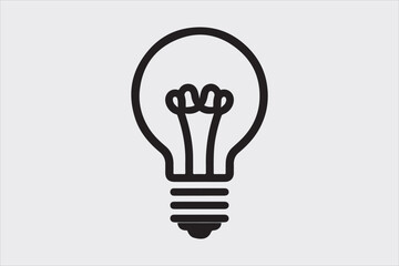 A black line art of a light bulb with a simple design.