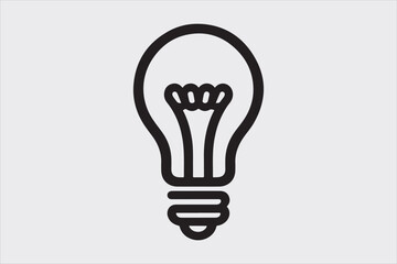 A black line art of a light bulb with a simple design.