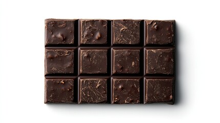 Obraz premium Overhead shot of a chocolate bar snack wrapper template, with minimalist design isolated on white.