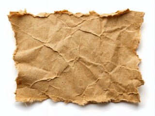 Torn Brown Paper Texture on White Background for Creative Projects and Designs