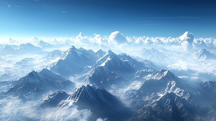 Majestic Snow-Capped Mountains Under Clear Blue Skies