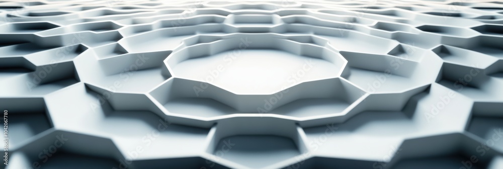 Fototapete Layered hexagons create a mesmerizing geometric abstraction that draws the viewer's eye inward, emphasizing depth and symmetry. Generative AI