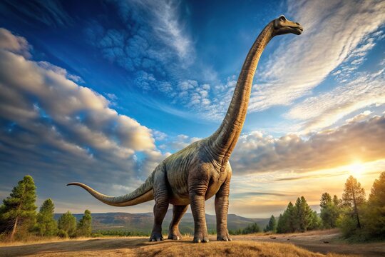 Fototapeta Point of view rendition of prehistoric dinosaur brachiosaurus