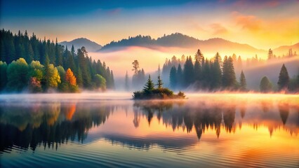 Tranquil Soundwaves in a Misty Landscape for Peaceful Product Photography