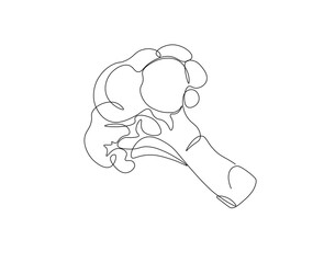 Continuous one line drawing of broccoli vegetable. One line drawing illustration of vegetarian food. World broccoli day concept single line. Editable outline