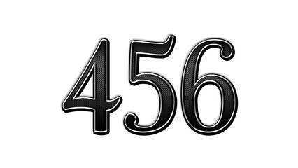 black metal 3d design of number 456 on white background.	
