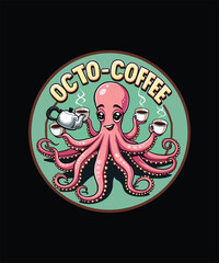 Creative Octopus Coffee T-Shirt Perfect for Coffee Fans