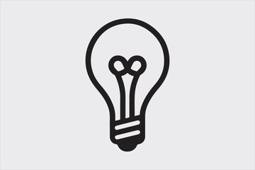 A black line art of a light bulb with a simple design.