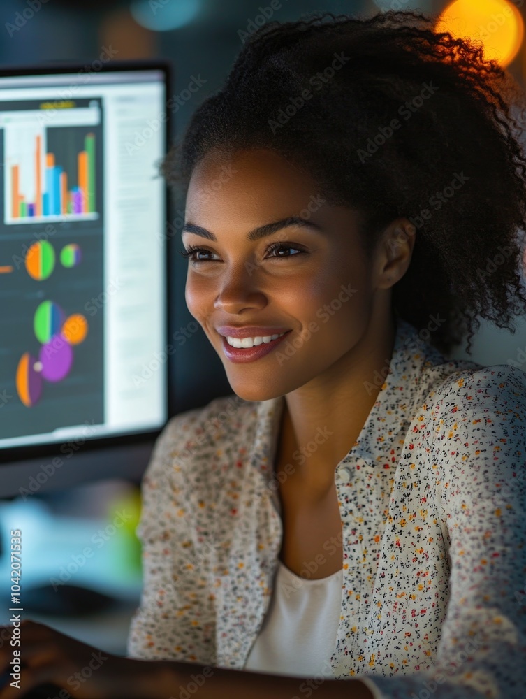 Wall mural Professional African American Woman in a Business Environment