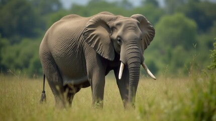 Close up of a big elephant in the jungle elephant in the grass portrait of an elephant