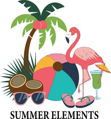 Summer vector elements art illustration.