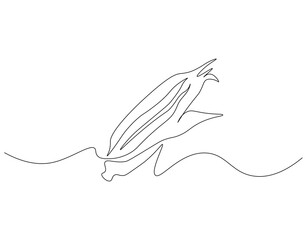 Continuous one line drawing of corn vegetable. One line drawing illustration of vegetarian food. Vegetarian, ingredient concept single line. Editable outline