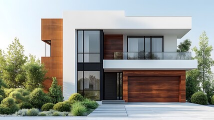 Fototapeta premium Minimalist 3D isometric render of a compact loft house with modern design elements and clean architecture, isolated on white background