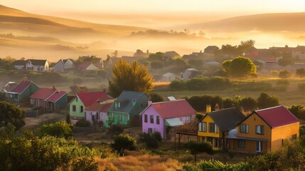 A charming village in South Africa where colorful homes fill the streets
