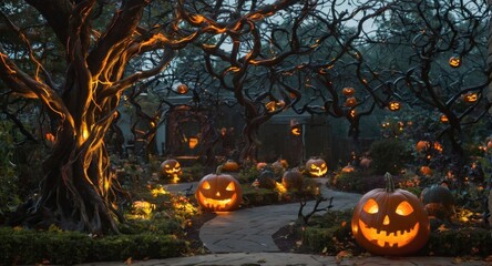 halloween background with pumpkin