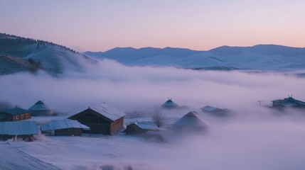A traditional village in Mongolia where yurts are part of life