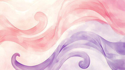 Obraz premium Soft pastel swirls of pink, lavender, and white create dreamy and calming abstract background. gentle curves evoke sense of tranquility and elegance