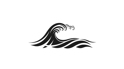 Obraz premium Stylized black wave design with flowing lines and curves, representing movement and energy in minimalist style. Perfect for logo design or artistic projects