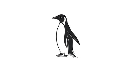Obraz premium simple and elegant black penguin illustration, showcasing its distinctive shape and posture. This vector art captures essence of this charming bird beautifully