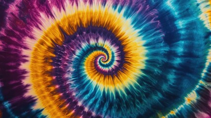 Fototapeta premium Psychedelic tie-dye spirals in rainbow colors, creating a playful and bright background.