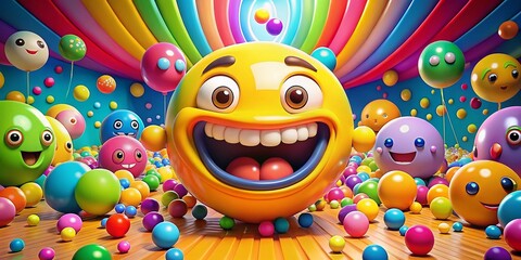 Fototapeta premium Vibrant Cartoon Smile Face with Joyful Expressions for Candid Photography