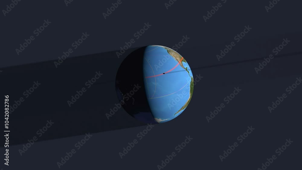 Sticker graphic representation of the path of the moon shadow during a total eclipse over north america. ele