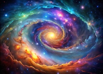 Vibrant Cosmic Nebula: Aerial Photography of Swirling Energies in Space