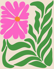 Floral abstract elements. Botanical composition. Modern trendy Matisse minimal style. Floral poster, invite. Vector arrangements for greeting card or invitation botanical minimalist wall art posters. 