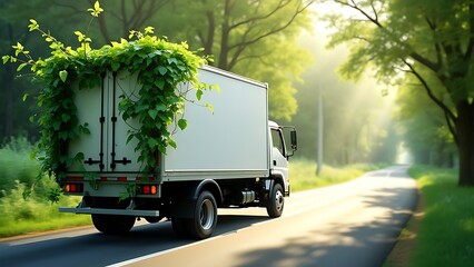 Green logistics and sustainable transportation industry utilizing electric vehicles and eco-friendly electric vans for efficient and environmentally conscious delivery solutions.