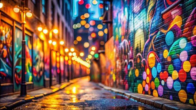Fototapeta Vibrant Graffiti Grunge Wallpaper with Bokeh Effect for Urban Aesthetics