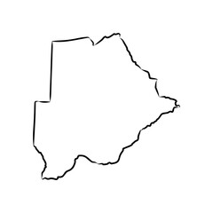 botswana map with country borders, thin black outline on white background.