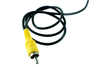 Yellow jack plug isolated on transparent background.