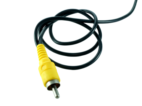 Yellow jack plug isolated on transparent background.