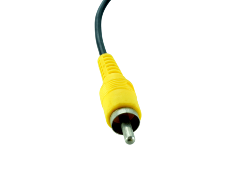 Yellow jack plug isolated on transparent background.