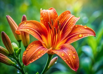 Obraz premium Vibrant Orange Lily Blooming in a Sunlit Garden - Nature's Floral Beauty