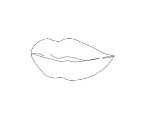 Continuous one line drawing of woman lip. One line drawing illustration of woman lip. Beauty, makeup, fashion, care concept single line. Editable outline