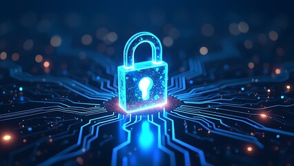 Futuristic interface with advanced network security protocols and digital protection