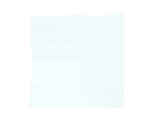 White lined torn edge note paper isolated on transparent background.