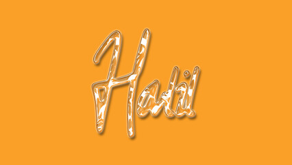 3D Thick Transparent Liquid text effect of name Halil on Yellow Background.
