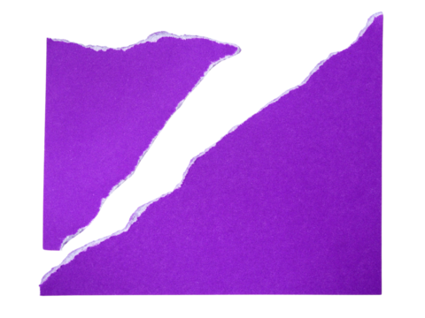 Several pieces of purple torn-edge sticky notes isolated on transparent background. - Powered by Adobe