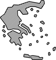hatch line drawing of greece map.