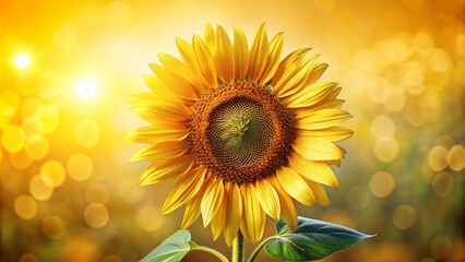 Obraz premium Vibrant Sunflower Portrait on Soft Yellow Background for Nature Lovers and Floral Enthusiasts