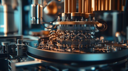 A state-of-the-art quantum computing laboratory, minimalist setting with quantum processors and supercooled equipment, Minimalist style